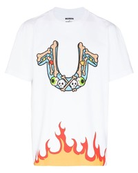 weißes bedrucktes T-Shirt mit einem Rundhalsausschnitt von True Religion