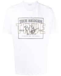 weißes bedrucktes T-Shirt mit einem Rundhalsausschnitt von True Religion