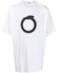 weißes bedrucktes T-Shirt mit einem Rundhalsausschnitt von Trussardi