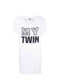 weißes bedrucktes T-Shirt mit einem Rundhalsausschnitt von Twin-Set