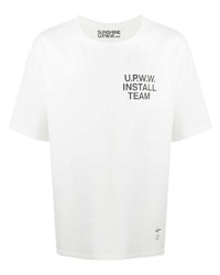 weißes bedrucktes T-Shirt mit einem Rundhalsausschnitt von U.P.W.W.
