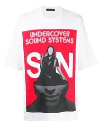 weißes bedrucktes T-Shirt mit einem Rundhalsausschnitt von Undercover