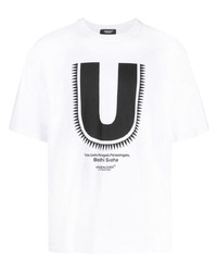 weißes bedrucktes T-Shirt mit einem Rundhalsausschnitt von Undercover