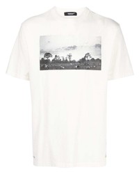 weißes bedrucktes T-Shirt mit einem Rundhalsausschnitt von Undercover