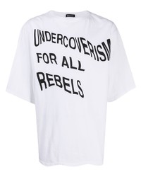 weißes bedrucktes T-Shirt mit einem Rundhalsausschnitt von Undercoverism