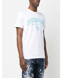 weißes bedrucktes T-Shirt mit einem Rundhalsausschnitt von DSQUARED2