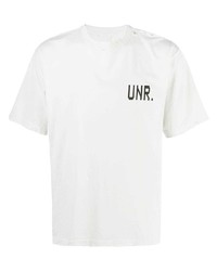 weißes bedrucktes T-Shirt mit einem Rundhalsausschnitt von Unravel Project