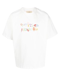 weißes bedrucktes T-Shirt mit einem Rundhalsausschnitt von UNTITLED ARTWORKS