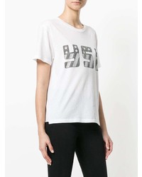 weißes bedrucktes T-Shirt mit einem Rundhalsausschnitt von Saint Laurent