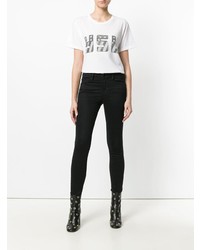 weißes bedrucktes T-Shirt mit einem Rundhalsausschnitt von Saint Laurent