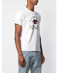 weißes bedrucktes T-Shirt mit einem Rundhalsausschnitt von Kenzo