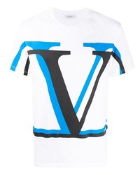 weißes bedrucktes T-Shirt mit einem Rundhalsausschnitt von Valentino