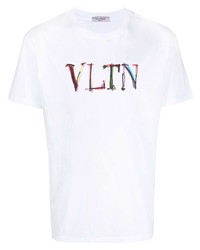 weißes bedrucktes T-Shirt mit einem Rundhalsausschnitt von Valentino