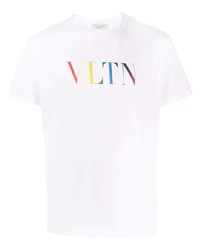 weißes bedrucktes T-Shirt mit einem Rundhalsausschnitt von Valentino