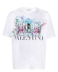 weißes bedrucktes T-Shirt mit einem Rundhalsausschnitt von Valentino