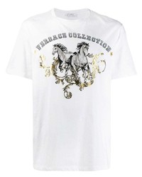 weißes bedrucktes T-Shirt mit einem Rundhalsausschnitt von Versace Collection