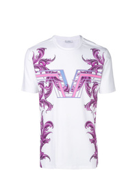 weißes bedrucktes T-Shirt mit einem Rundhalsausschnitt von Versace Collection