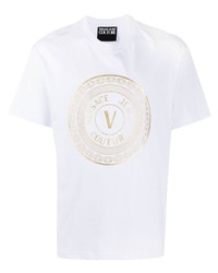 weißes bedrucktes T-Shirt mit einem Rundhalsausschnitt von VERSACE JEANS COUTURE