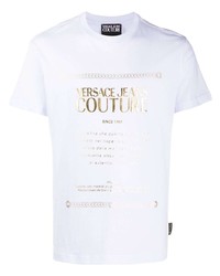 weißes bedrucktes T-Shirt mit einem Rundhalsausschnitt von VERSACE JEANS COUTURE