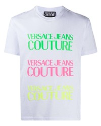 weißes bedrucktes T-Shirt mit einem Rundhalsausschnitt von VERSACE JEANS COUTURE