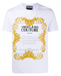 weißes bedrucktes T-Shirt mit einem Rundhalsausschnitt von VERSACE JEANS COUTURE