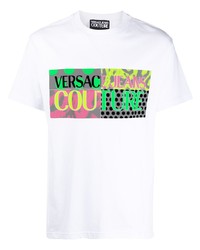 weißes bedrucktes T-Shirt mit einem Rundhalsausschnitt von VERSACE JEANS COUTURE