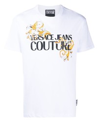 weißes bedrucktes T-Shirt mit einem Rundhalsausschnitt von VERSACE JEANS COUTURE