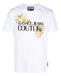 weißes bedrucktes T-Shirt mit einem Rundhalsausschnitt von VERSACE JEANS COUTURE