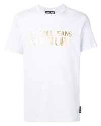 weißes bedrucktes T-Shirt mit einem Rundhalsausschnitt von VERSACE JEANS COUTURE