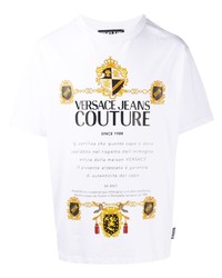 weißes bedrucktes T-Shirt mit einem Rundhalsausschnitt von VERSACE JEANS COUTURE