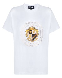 weißes bedrucktes T-Shirt mit einem Rundhalsausschnitt von VERSACE JEANS COUTURE