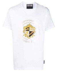 weißes bedrucktes T-Shirt mit einem Rundhalsausschnitt von VERSACE JEANS COUTURE