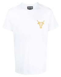 weißes bedrucktes T-Shirt mit einem Rundhalsausschnitt von VERSACE JEANS COUTURE