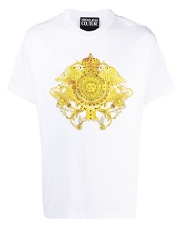 weißes bedrucktes T-Shirt mit einem Rundhalsausschnitt von VERSACE JEANS COUTURE