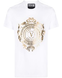 weißes bedrucktes T-Shirt mit einem Rundhalsausschnitt von VERSACE JEANS COUTURE