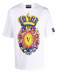 weißes bedrucktes T-Shirt mit einem Rundhalsausschnitt von VERSACE JEANS COUTURE