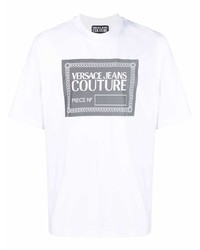 weißes bedrucktes T-Shirt mit einem Rundhalsausschnitt von VERSACE JEANS COUTURE