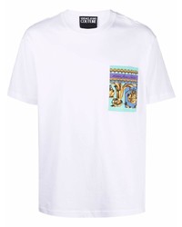 weißes bedrucktes T-Shirt mit einem Rundhalsausschnitt von VERSACE JEANS COUTURE