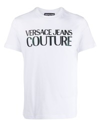 weißes bedrucktes T-Shirt mit einem Rundhalsausschnitt von VERSACE JEANS COUTURE