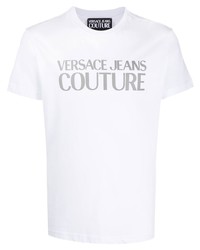 weißes bedrucktes T-Shirt mit einem Rundhalsausschnitt von VERSACE JEANS COUTURE