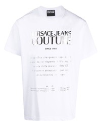 weißes bedrucktes T-Shirt mit einem Rundhalsausschnitt von VERSACE JEANS COUTURE