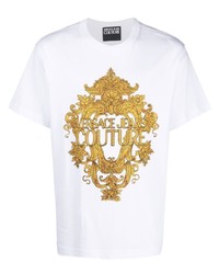 weißes bedrucktes T-Shirt mit einem Rundhalsausschnitt von VERSACE JEANS COUTURE