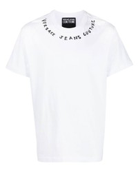 weißes bedrucktes T-Shirt mit einem Rundhalsausschnitt von VERSACE JEANS COUTURE