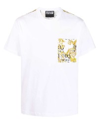 weißes bedrucktes T-Shirt mit einem Rundhalsausschnitt von VERSACE JEANS COUTURE