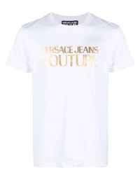 weißes bedrucktes T-Shirt mit einem Rundhalsausschnitt von VERSACE JEANS COUTURE