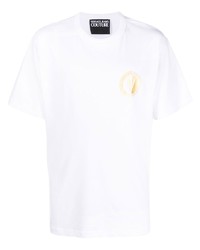 weißes bedrucktes T-Shirt mit einem Rundhalsausschnitt von VERSACE JEANS COUTURE