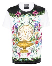 weißes bedrucktes T-Shirt mit einem Rundhalsausschnitt von VERSACE JEANS COUTURE