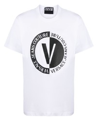 weißes bedrucktes T-Shirt mit einem Rundhalsausschnitt von VERSACE JEANS COUTURE