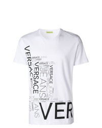 weißes bedrucktes T-Shirt mit einem Rundhalsausschnitt von Versace Jeans