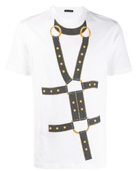 weißes bedrucktes T-Shirt mit einem Rundhalsausschnitt von Versace